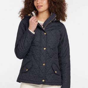 Barbour Millfire Quilted Jacket - Navy / Hessian Tartan - Size 6
